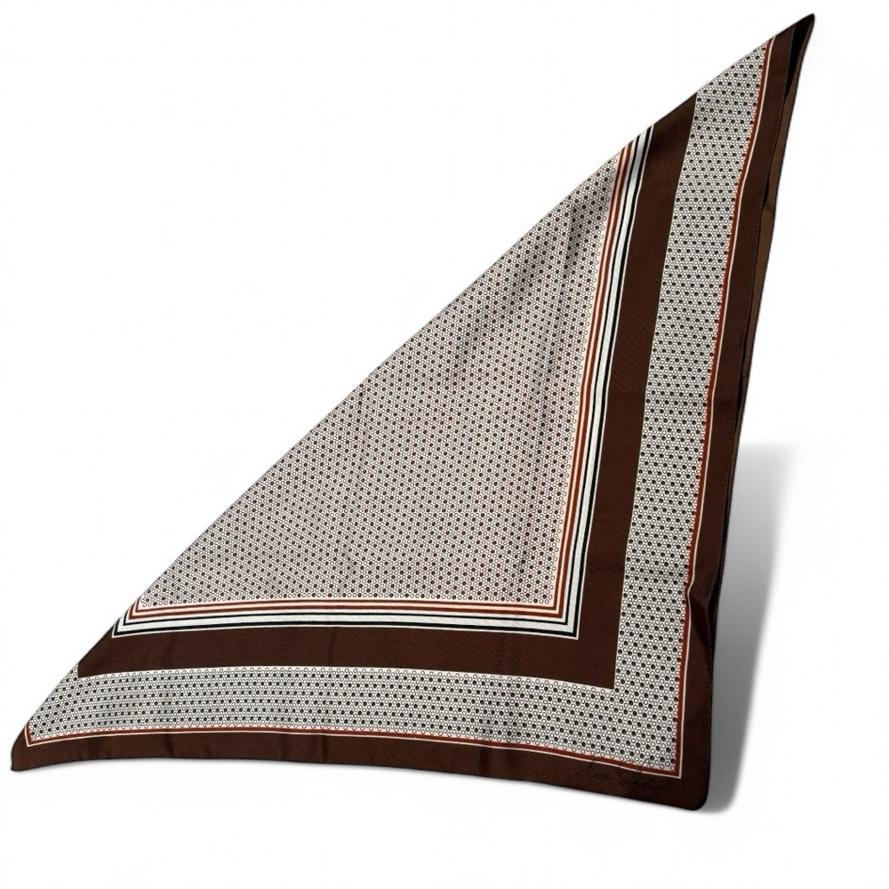 Eve Dedree Vintage Satin Square Brown Pattern Scarf